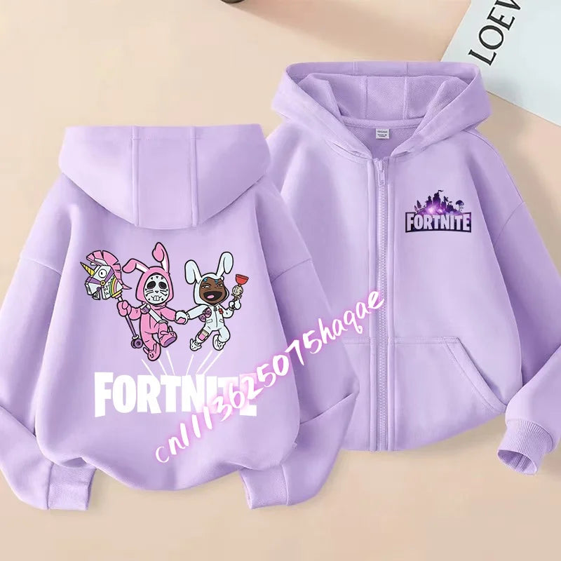 New Fortnites Children Hoodies Coat Cartoon Game Character Printed Zip Up Hoodie Child Autumn Jacket Winter Kids Boys Clothes