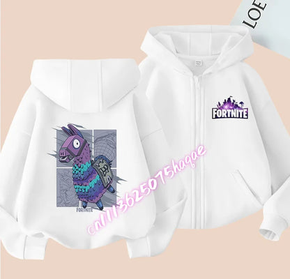 Autumn New Fortnites Children Hoodies Coat Cartoon Game Character Printed Zip Up Hoodie Child Jacket Winter Kids Boys Clothes