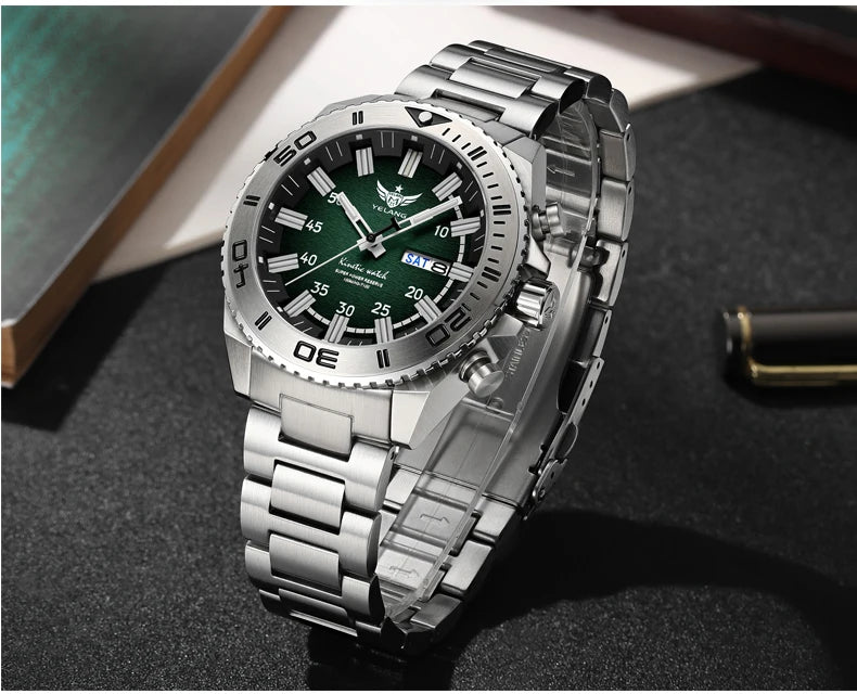Yelang Watches V1035 44mm Men Diving Watch Human Kinetic Energy Watch 100m Waterproof Watches luminous Japan PX83 Sapphire
