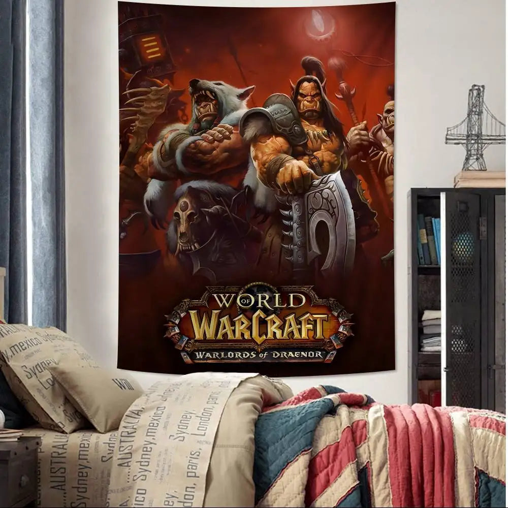 Μεγάλη επιτοίχια ταπισερί με εκτύπωση Hot Game World Of Warcraft, οικονομική χίπικη διακόσμηση τοίχου, μποέμ επιτοίχιες ταπισερί, μάνταλα για διακόσμηση σπιτιού