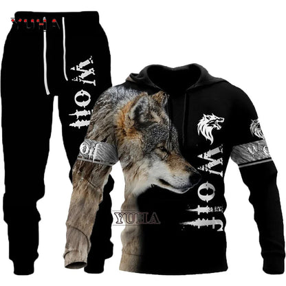3D-bedruckter Wolf-Hoodie Unisex – cooler Pullover mit Tiergrafik, Sweatshirt für Herren-Streetwear