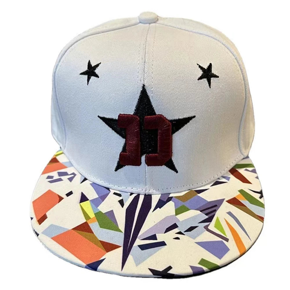 Men's Letter Embroidery Tide All-Match Flat Brim Baseball Cap Ladies Summer Hip-Hop Hat Outdoor Shade Adjustable Peaked Cap