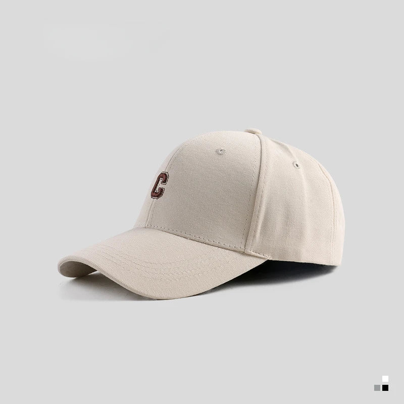 Hard-top C Letter Baseball Cap Men Women's Korean version of the tide peaked cap wide-brimmed big head  the curved brimmed hat