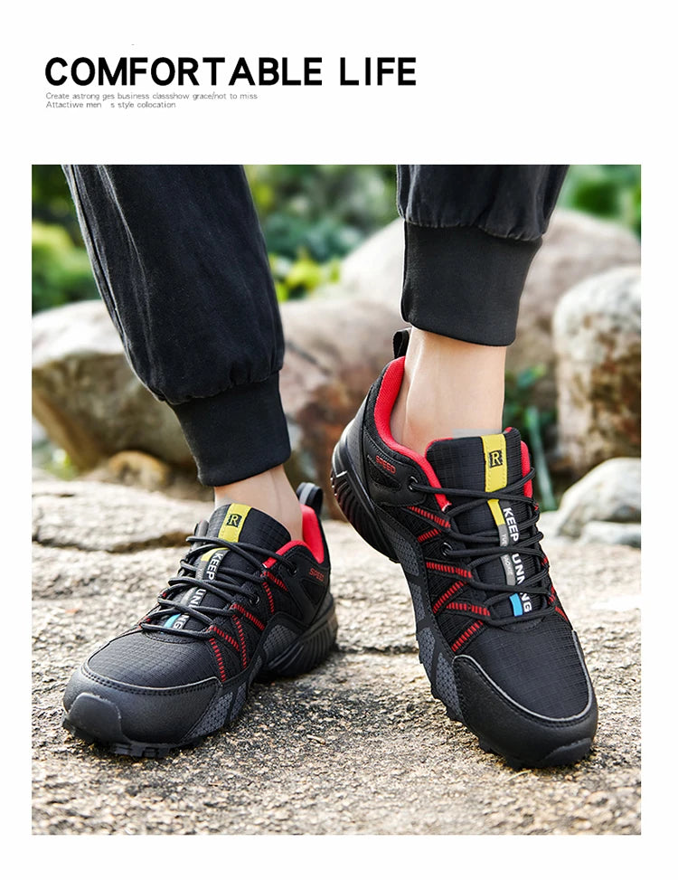 Men's hiking shoes, all-terrain outdoor sports shoes, breathable mesh, non-slip, wear-resistant hiking shoes, outdoor cycling shoes