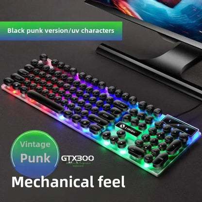 Mechanical Keyboard Gaming Keyboard E-sports Game Office Computer Notebook Desktop Steampunk English USB for Gaming