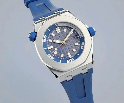 High End 42mm Luxury Mens Automatic Watches 904L Stainless Steel Black Blue Rubber Bracelet Sapphire Lens Waterproof Casual
