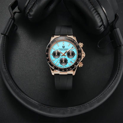 PAGANI DESIGN 40MM V2 Sky Blue Dial Classics Men Quartz Watches Sapphire Retro Chronograph Stainless Steel Waterproof Watch Men
