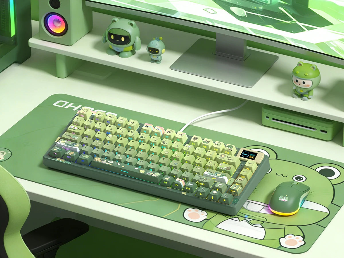 Womier SK80 Green 75% Keyboard with Color OLED Display Mechanical Gaming Keyboard Gasket Mounted RGB Hot Swap Custom Keyboard