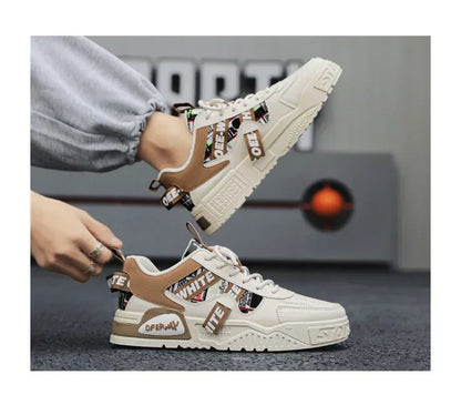 Zapatillas de hombre tipo skate para verano, en cuero, informales y de moda, para exterior, running, deporte, senderismo y tenis, con plataforma, diseño de lujo