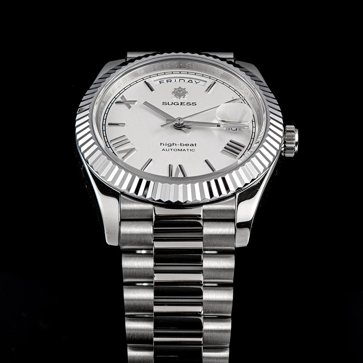 Sugess 40mm Men's Watches Automatic Date Mechanical Day Wristwatch Peacock SL3034 Movement Sapphire Waterproof Luxury Retro New