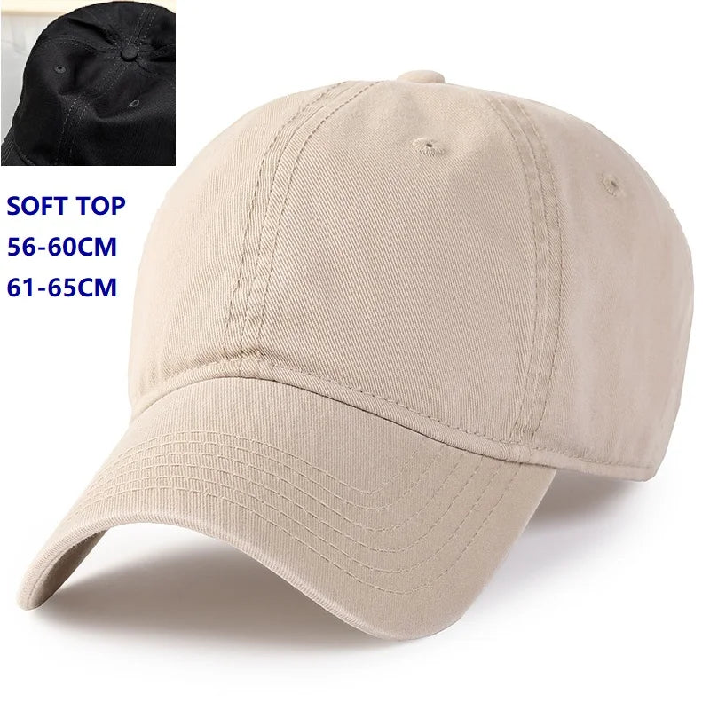 Men Women Oversize XXL 100% Cotton Baseball Cap,Large Baseball Hat for Big Heads 56-63cm(23.5"-25.5"),Adjustable Plain Dad Cap