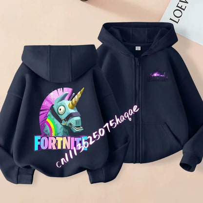 New Fortnites Children Hoodies Coat Cartoon Game Character Printed Zip Up Hoodie Child Autumn Jacket Winter Kids Boys Clothes