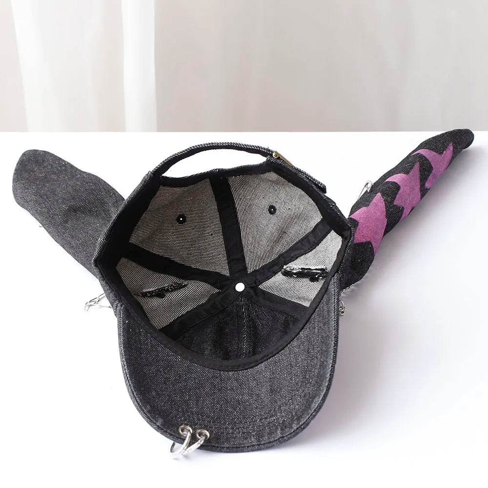 new fashion Girl New Jeans Long Rabbit Ears Cowboy Baseball Hat Wash Graffiti Hip Hop Cap Women Men Party Team Baseball Cap