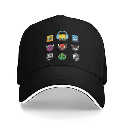 Geometry Game Dash Baseball Cap Casual Unblocked Level Sandwich Hat for Men Women Breathable Headwear Activities
