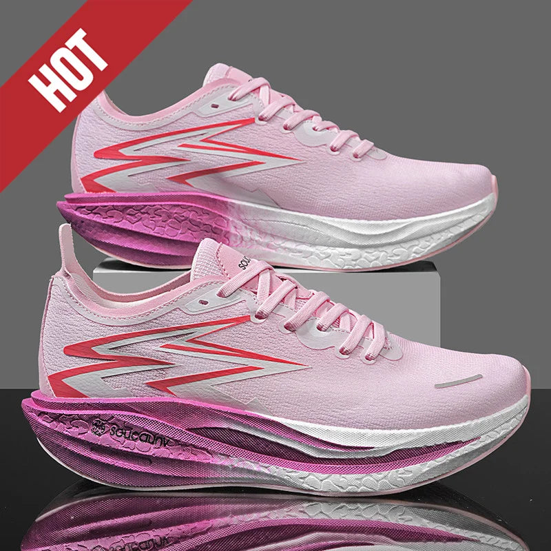 Ténis de Corrida NOVOS com Placa de Carbono para Maratona, Homem e Mulher, Desportivos, Respiráveis, Leves, Confortáveis, Antiderrapantes e Casuais