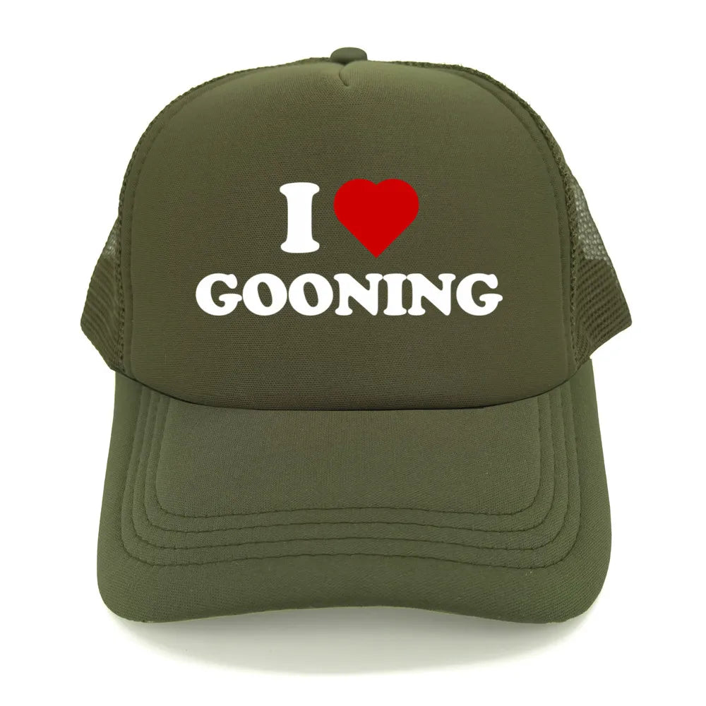 Funny I Love Gooning Baseball Caps Cool Summer Men Mesh Net Hat Humor Trucker Cap Unisex Outdoor Mesh Net Caps MZ-080