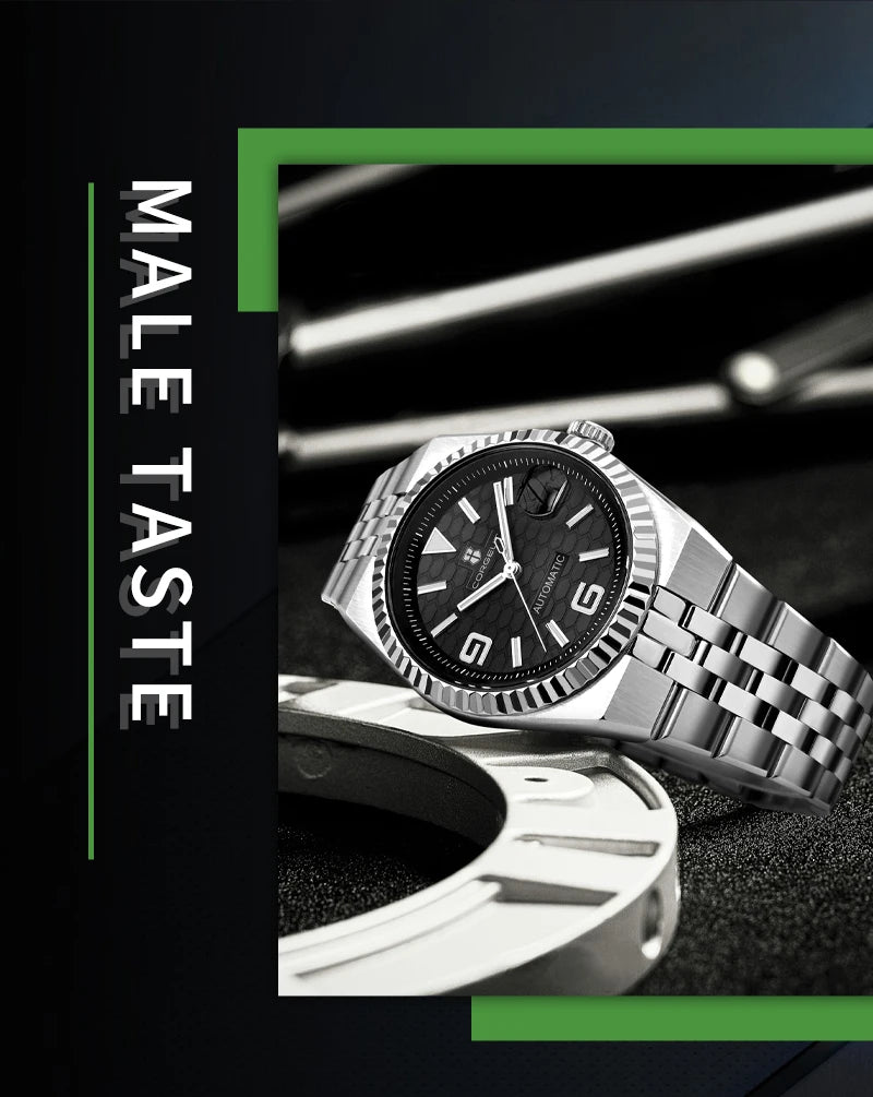 Custom Pilot Watch NH35 Automatic Mechanical Men's Watch Sapphire Crystal Luminous 100M Water Resistant Cushion Case Dive Watch