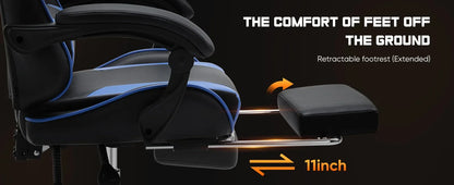 Ergonomic Racing Gaming Chair with Lumbar Support, Adjustable Swivel PU Leather Computer Chair with Headrest for Office & Home