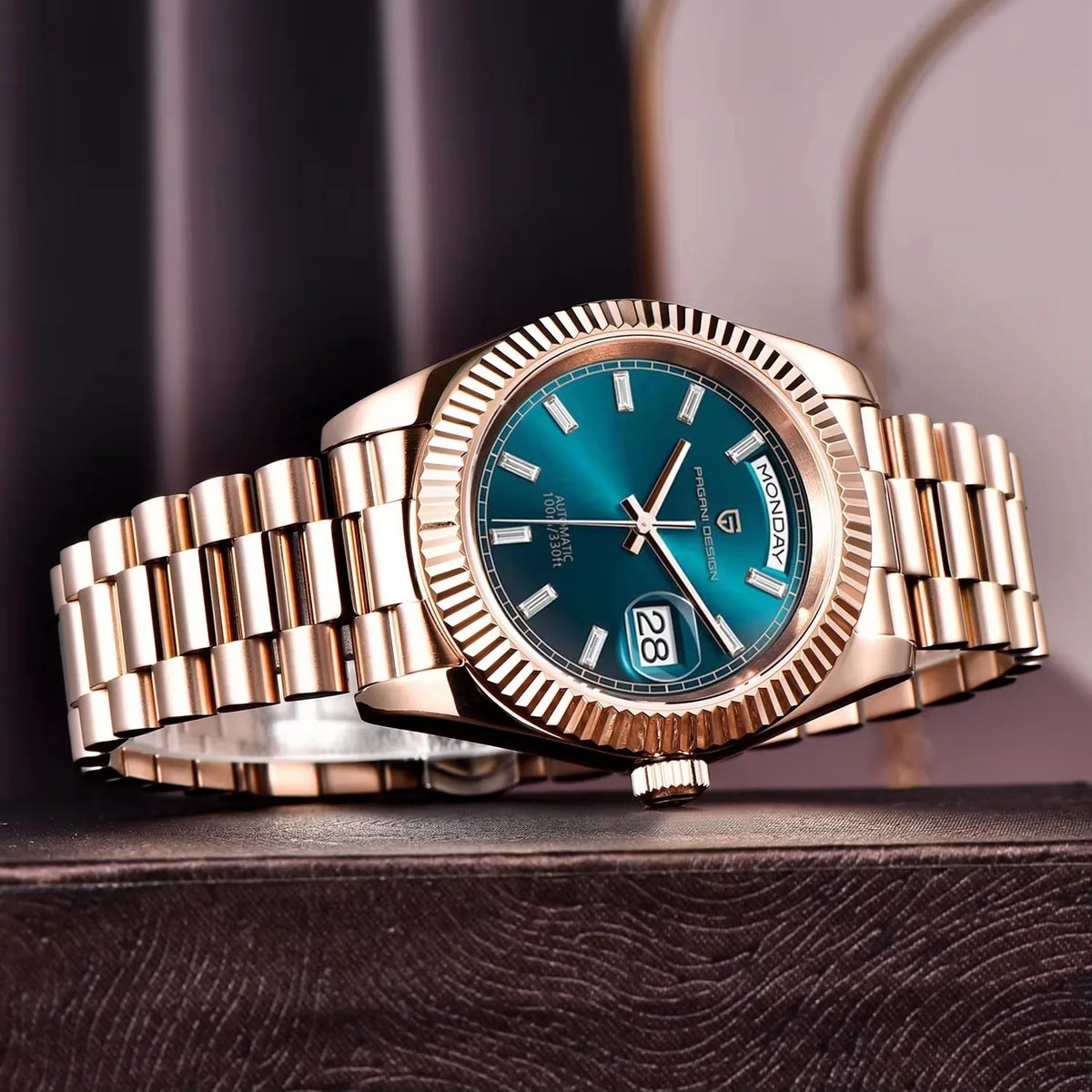 PAGANI DESIGN DD40 Herrenuhr – Modell aus Roségold, mechanische Luxusuhr, Automatikwerk, Saphirglas mit Antireflexbeschichtung, wasserdicht