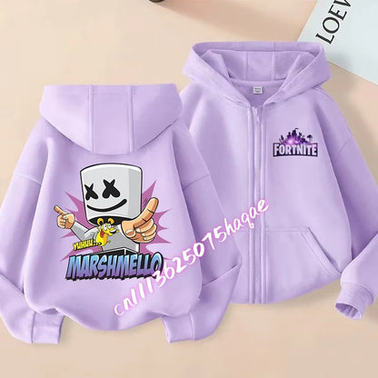 Autumn New Fortnites Children Hoodies Coat Cartoon Game Character Printed Zip Up Hoodie Child Jacket Winter Kids Boys Clothes