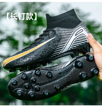 High Top Football Boots Men's Large Size 47 Training Sports AG Long Nail TF Broken Nail Ball Shoes Net Lining Rubber Outsole