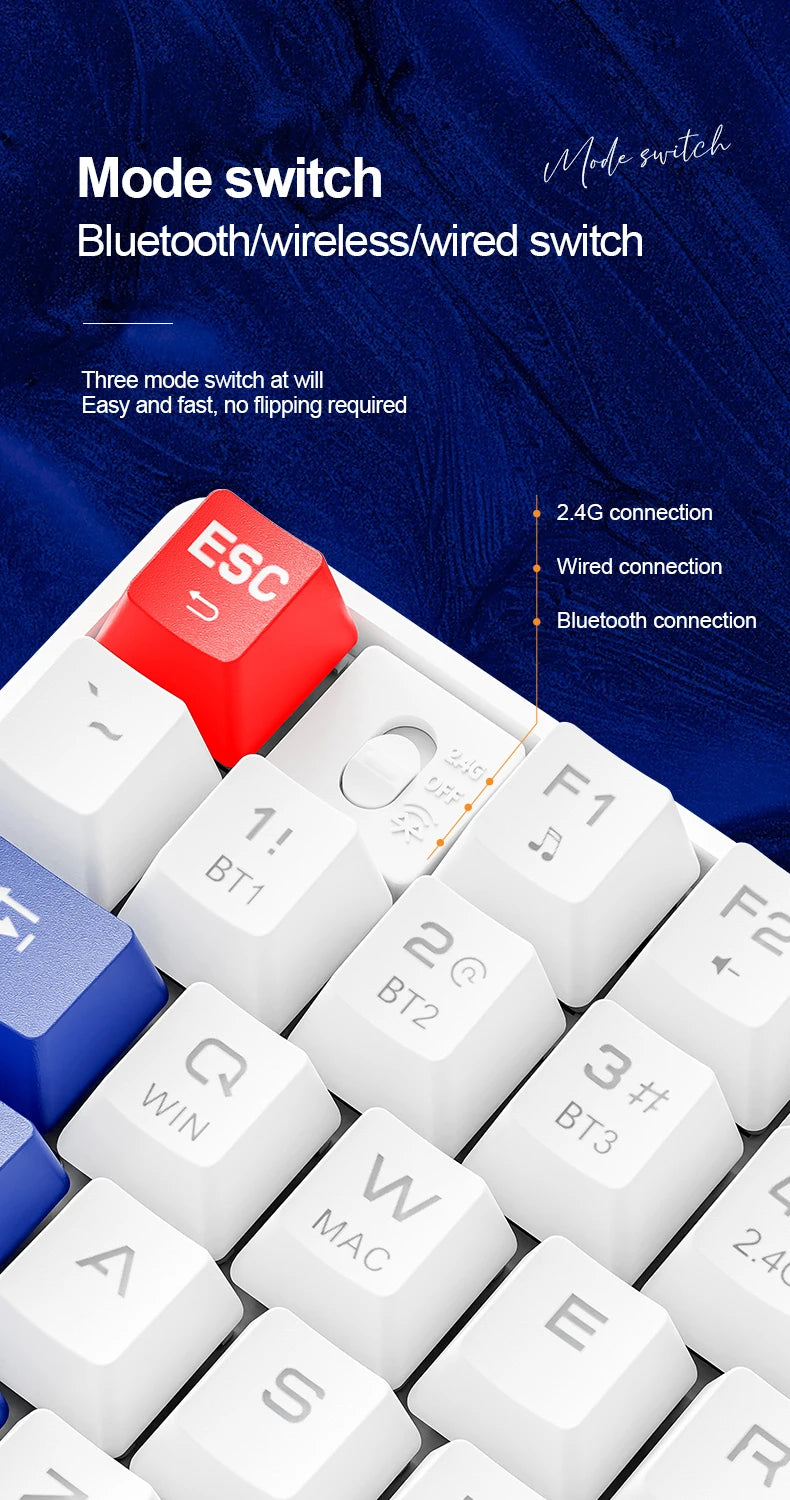 Teclado mecánico inalámbrico Bluetooth SMAILWOLF MK87 para gaming e-sports, teclas completas, hot-swap, teclado personalizable