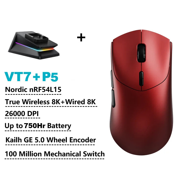 Rapoo GEN-2 VT7 Wireless Gaming Mouse 8K Wireless Polling Rate 53g Lightweight 100-Million Mechanical Switch Macro Enabled