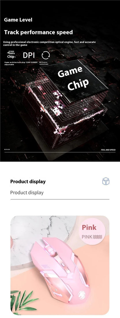 Frontline Wired Gaming Pink Mouse Silent Mechanical Esports Wireless Female Office Bluetooth Computer High Appearance Cute Girl