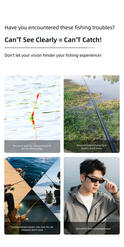 CAPONI Polarized Men Sunglasses Outdoor Sport Fishing Sun Glasses Square Anti-Oil and Water Blue HD Lenses Black Shades CP36505