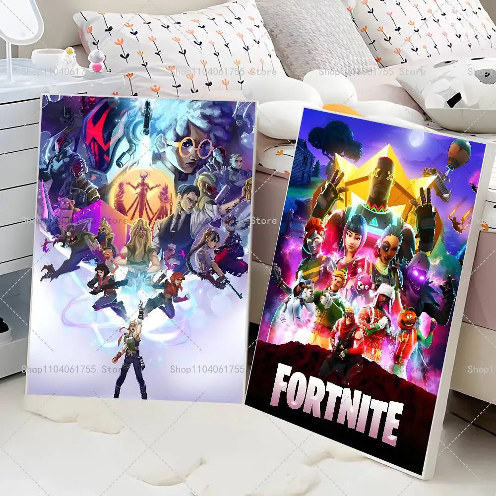 F-Fortnites-Game Póster Popular Autocolante de Arte em Papel Impermeável para Decoração de Parede de Café, Bar e Quarto