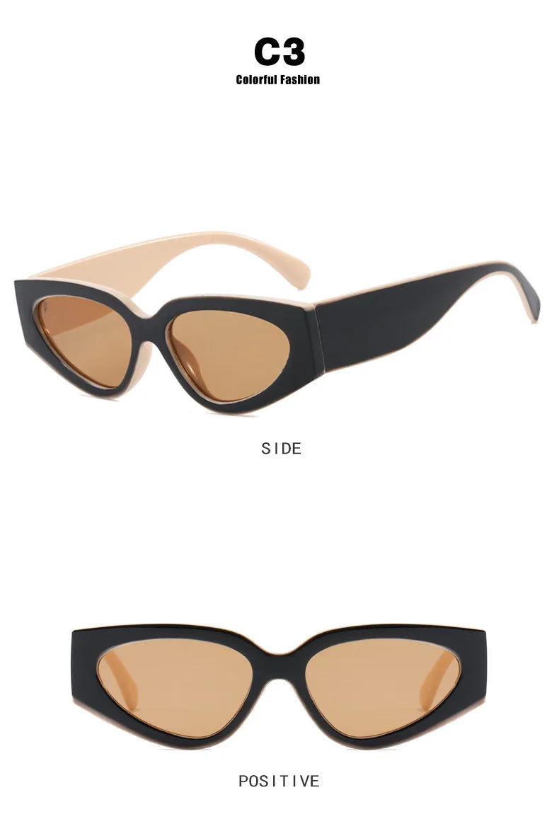 Black White Cat Eye Sunglasses for Women Trendy Vintage Thick Frame Sun Glasses 2025 Classic Shades ladies Goggle