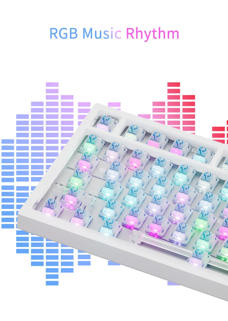 AJAZZ AK820 Mechanical Keyboard 70% Compact Layout/RGB Lighting/Hot-swappable Switches, with Wired, Wireless, and Bluetooth