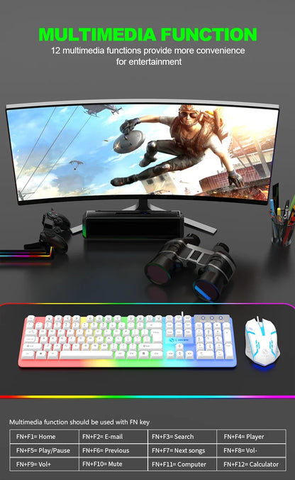 Conjunto gaming NG GTX350 com teclado e rato para computador portátil, retroiluminação LED, teclado USB com fio GTX350, preto