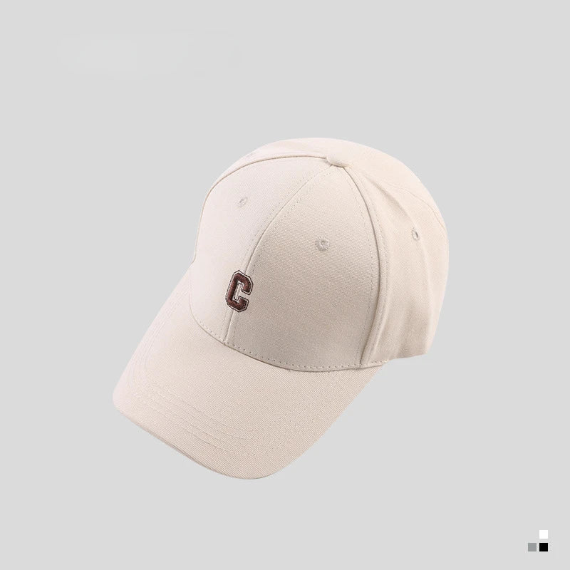 Hard-top C Letter Baseball Cap Men Women's Korean version of the tide peaked cap wide-brimmed big head  the curved brimmed hat