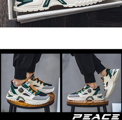 Koreanische Herren-Sportschuhe mit drehbarer Schnalle, modische Freizeitschuhe für alle Jahreszeiten, weiche rutschfeste Sohle, Outdoor-Laufschuhe, Studenten-Sneaker