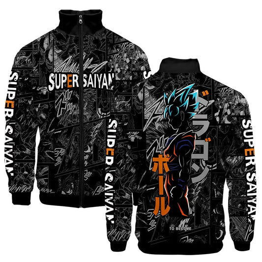 Anime Goku Dragon Ball Jacket Men Women Harajuku Hip Hop Japanese Zip Up Hoodies Goku Clothes Stand Collar Sweatshirt, produit gaming premium Fraquane