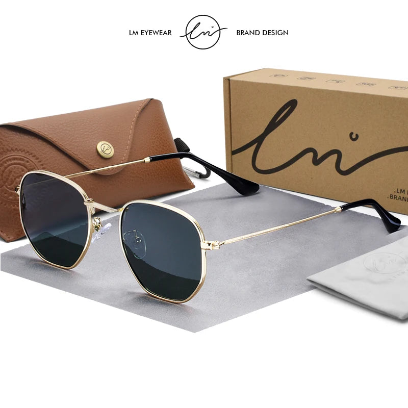 LM New Fashion Women Hexagon Sunglasses Men Retro Polarized Driving Coating Mirror Sun Glasses Goggle UV400 Eyewear gafas de sol