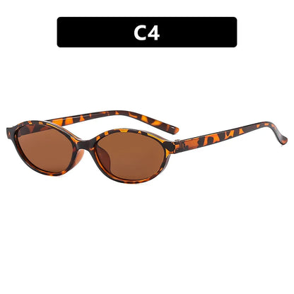 New Fashion Leopard Cat Eye Oval Women's Sunglasses Sunscreen Sun Glasses Female Retro Colorful Eyeglass UV Shade Glasses
