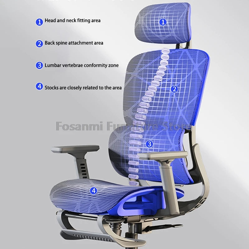 Silla de oficina ergonómica para ordenador con malla transpirable, reposabrazos, soporte lumbar ajustable, reposacabezas y diseño para escritorio, hogar y gaming