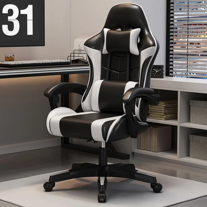 Ergonomic Racing Gaming Chair with Lumbar Support, Adjustable Swivel PU Leather Computer Chair with Headrest for Office & Home