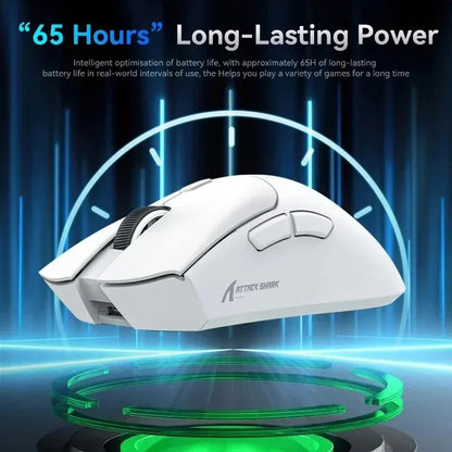 Rato ultraleve ATTACK SHARK R1 59g com PAW3311, 18000DPI, 400IPS, 40G, 1000Hz, Tri-Mode, controlador Broadcom BK3633, 20 milhões de cliques