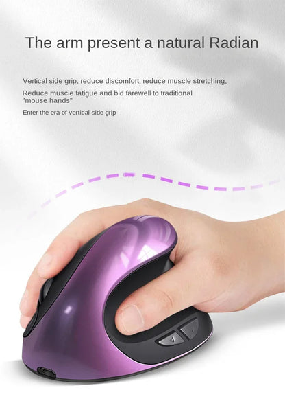 BTS-908 Ratón vertical recargable superventas, ratón inalámbrico ergonómico con receptor USB 2.4G, 1600 DPI ajustables y 6 botones
