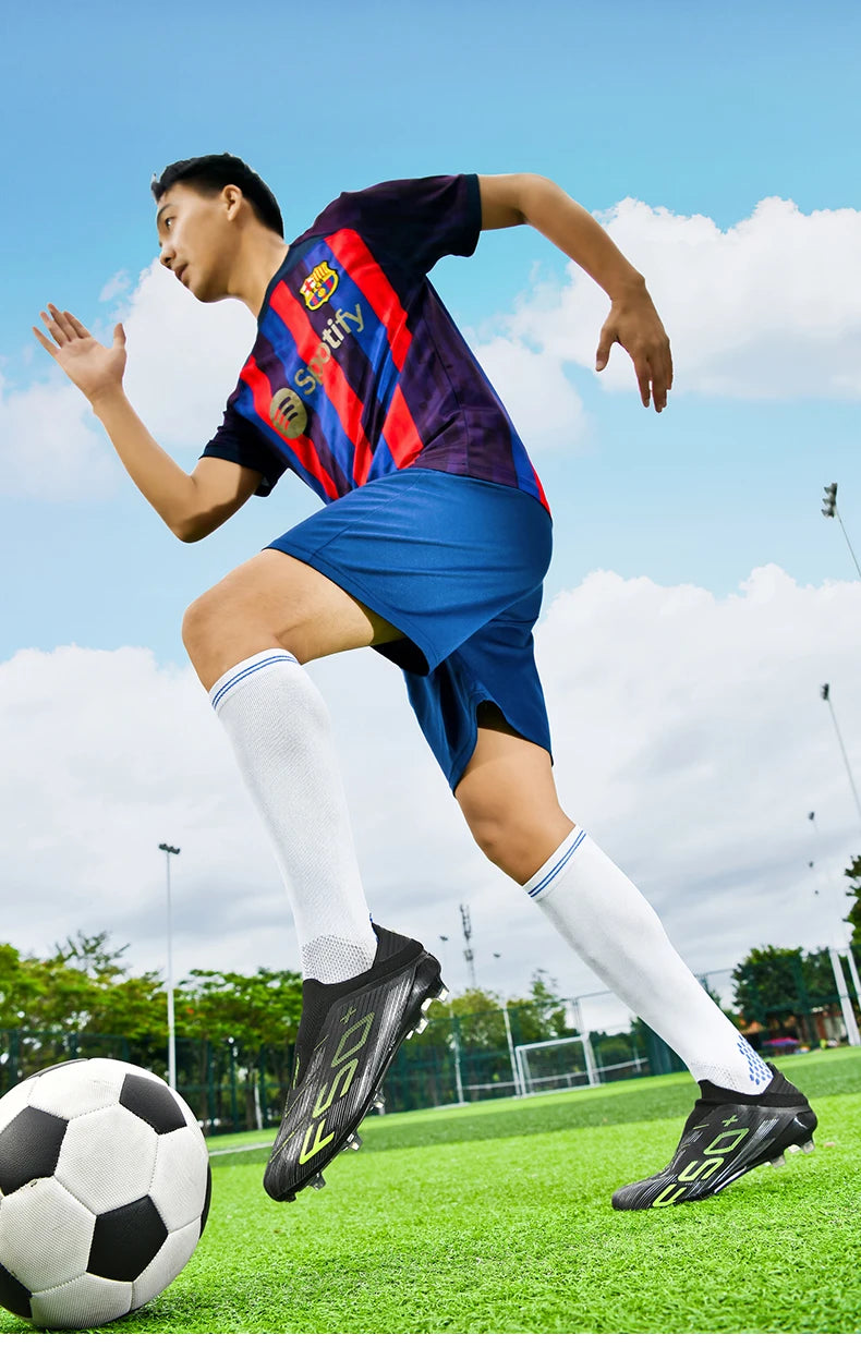 Męskie trampki z kolcami do trawy – wysokiej jakości buty piłkarskie do futsalu i piłki nożnej, antypoślizgowe, do użytku w pomieszczeniach, bestsellerowe, z wysoką cholewką, do użytku na zewnątrz