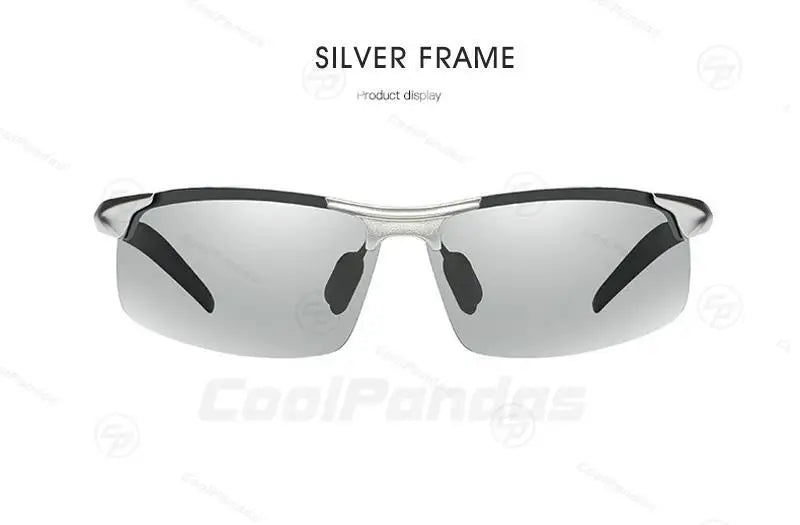 CoolPandas Photochromic Sunglasses Men Polarized Rimless Outdoor Sport Driving Glasses Day Night Chamelon Goggle zonnebril heren