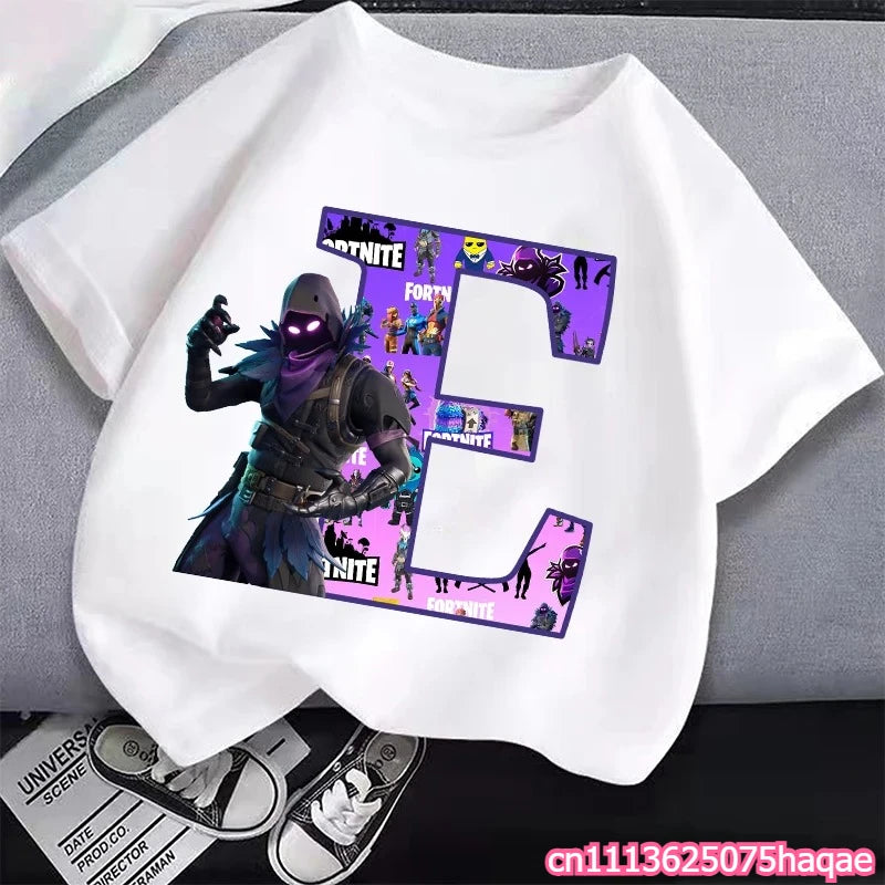 New Fortnites Kids T-shirts Cartoon Letter Graphic T-shirts Boys Girls Summer Casual Sports Short Sleeve Tops Children Clothing