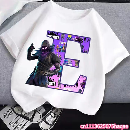 New Fortnites Kids T-shirts Cartoon Letter Graphic T-shirts Boys Girls Summer Casual Sports Short Sleeve Tops Children Clothing