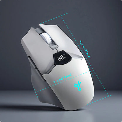 Rato Bluetooth Sem Fios com Indicador Digital de Bateria, Rato Ergonómico Silencioso para PC, Portátil e Gaming, 2.4G/Bluetooth 5.0