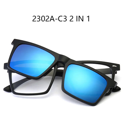 Myopia Polarized Magnet Sunglasses Women Men Clip On Glasses Square Optic Spectacle 6 In 1 Eyeglass Frames -0.5 TO -10