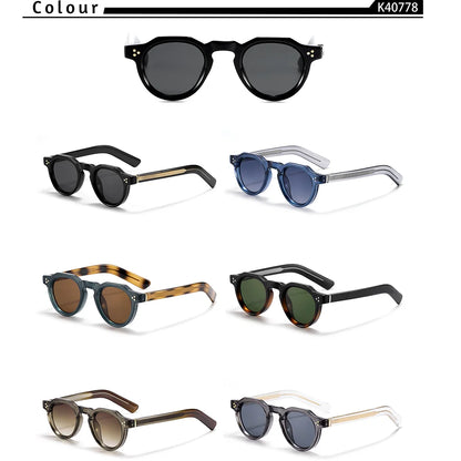 CATERSIDE Retro Round Men's Sunglasses High-Quality Thick Style Women's Outdoor Travel Business Driving Decorative Glasses UV400