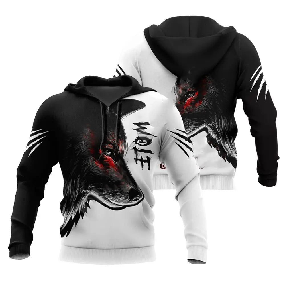 Fashion Herbst Löwe, Wolf Hoodies Weißer Tigerfell-3D-Allover-Print Herren-Sweatshirt Unisex-Pullover Freizeitjacke